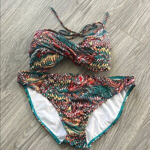 Antiqua Colorful Patterned Women's Swimwear Bikini multi colored teal and coral
